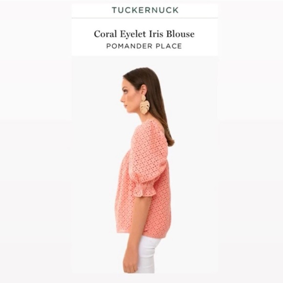 Pomander Place Coral Eyelet Iris Blouse - Picture 4 of 6